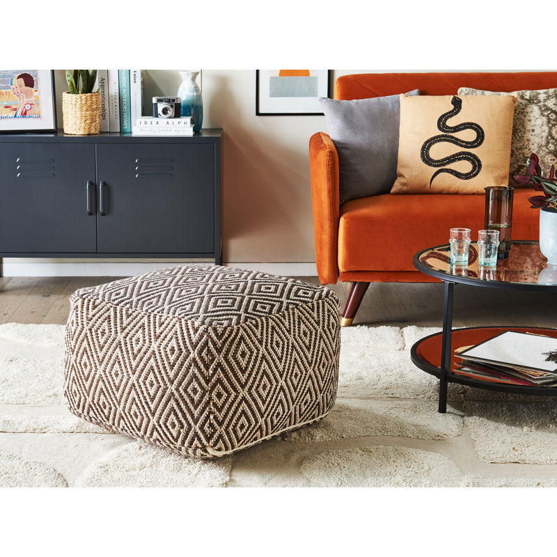 Oliver Russellville 60cm Wide Square Geometric Pouffe Ottoman